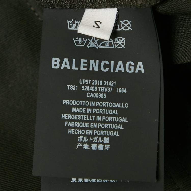 Pre Owned Balenciaga Green Logo Embroidered Jersey T-Shirt S