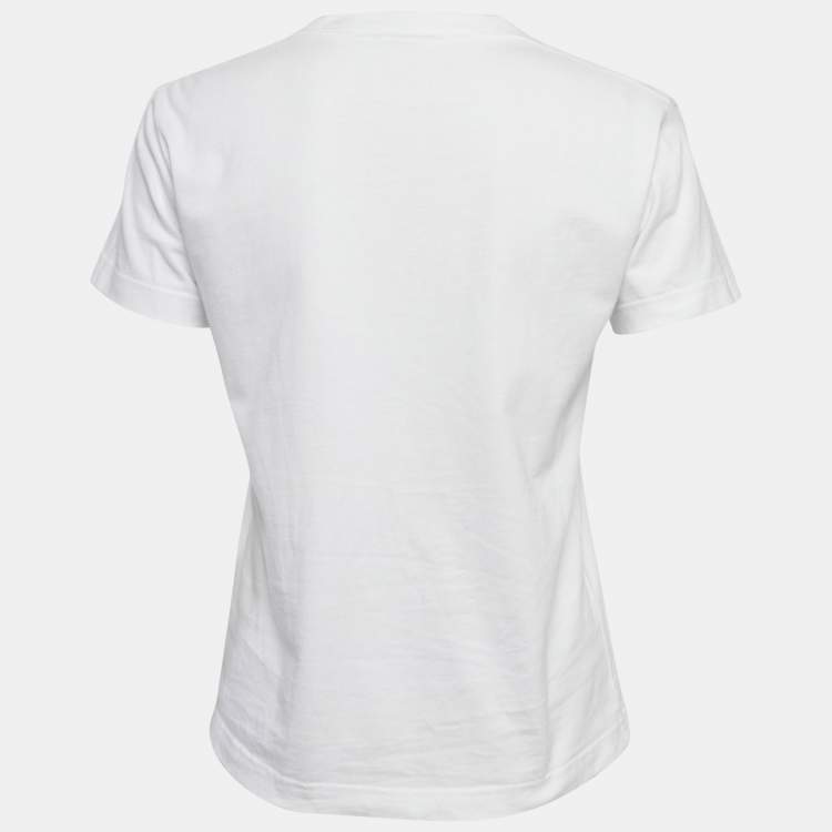 Pre Owned Balenciaga White Logo Print Jersey T-Shirt M