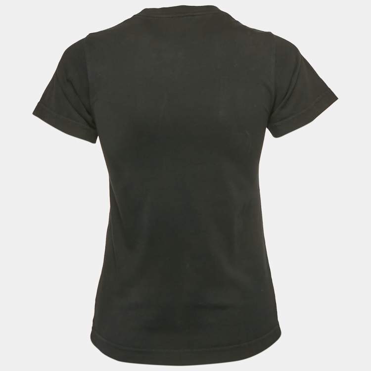 Pre Owned Balenciaga Black Logo Print Cotton Jersey T-Shirt S