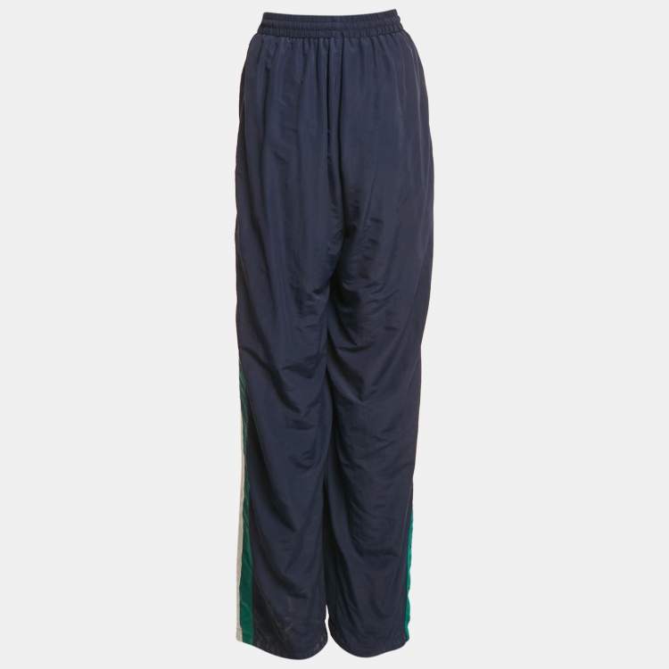 Pre Owned Balenciaga Wardrobe Unisex Navy Blue Polyamide Side Stripe Detail Track Pants M