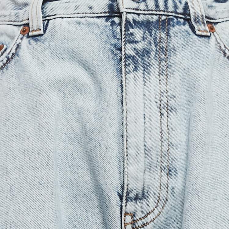 Pre Owned Balenciaga Blue Denim Wide Leg Jeans XS