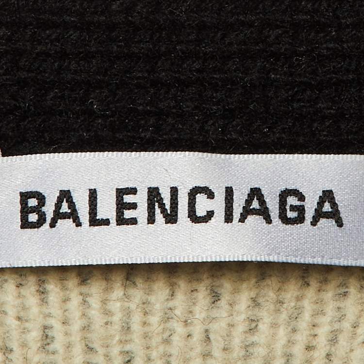 Pre Owned Balenciaga Black Logo Jacquard Knit Long Archetype Cardigan S