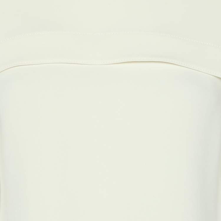 Pre Owned Balenciaga Cream Crepe Cape Sleeve Detail Top S