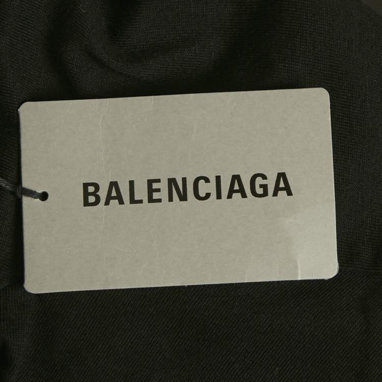 Pre Owned Balenciaga Black Logo Embroidery Cotton Crewneck Small Fit T-Shirt L