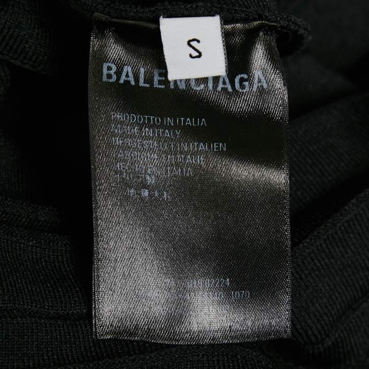 Pre Owned Balenciaga Black Logo All Over Knit Pleated Midi Skirt S