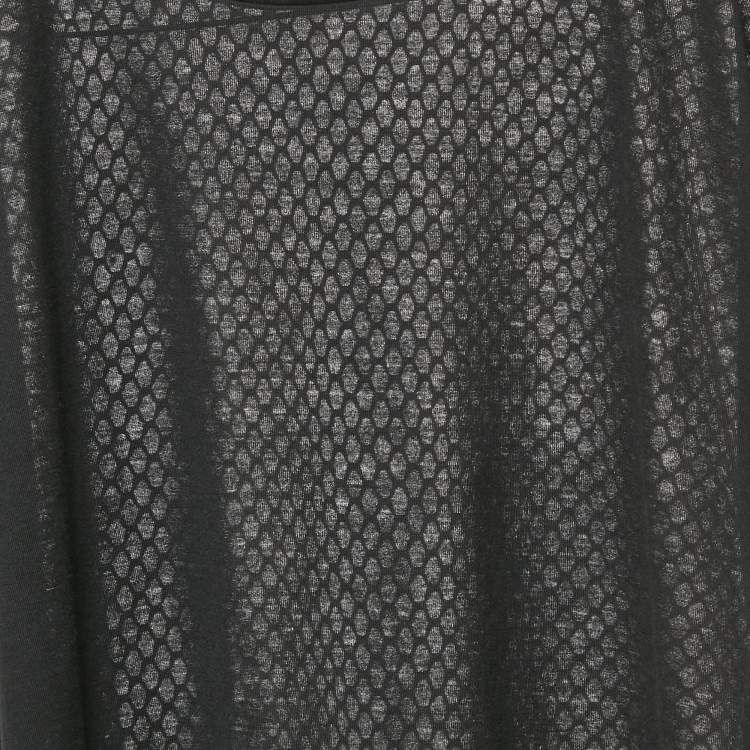 Pre Owned Balenciaga Black Jersey and Sheer Mesh Trim Top S