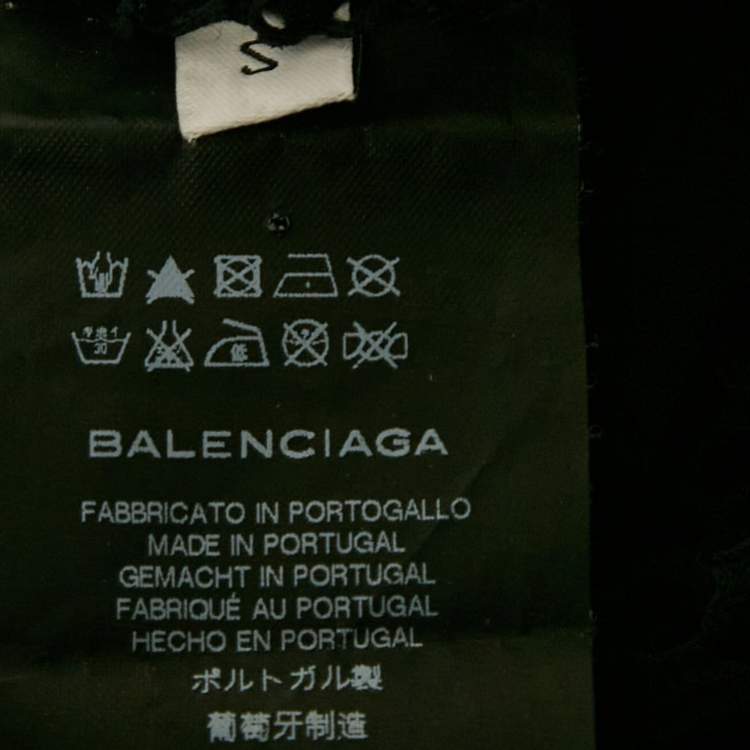 Pre Owned Balenciaga Black Jersey and Sheer Mesh Trim Top S