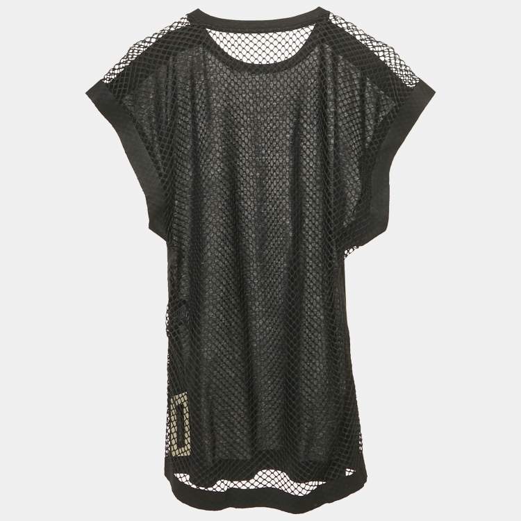 Pre Owned Balenciaga Black Jersey and Sheer Mesh Trim Top S