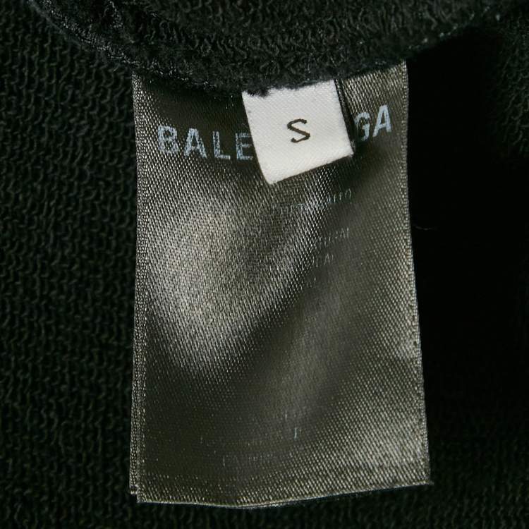 Pre Owned Balenciaga Black Campaign Print Cotton Knit Hoodie S