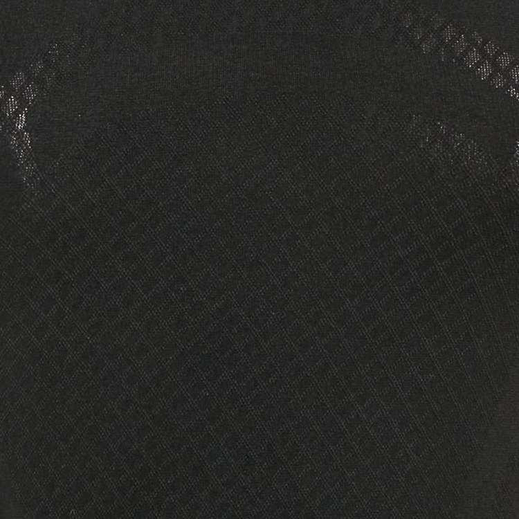 Pre Owned Balenciaga Black Logo Print Mesh Trim Jersey Fitted Top S