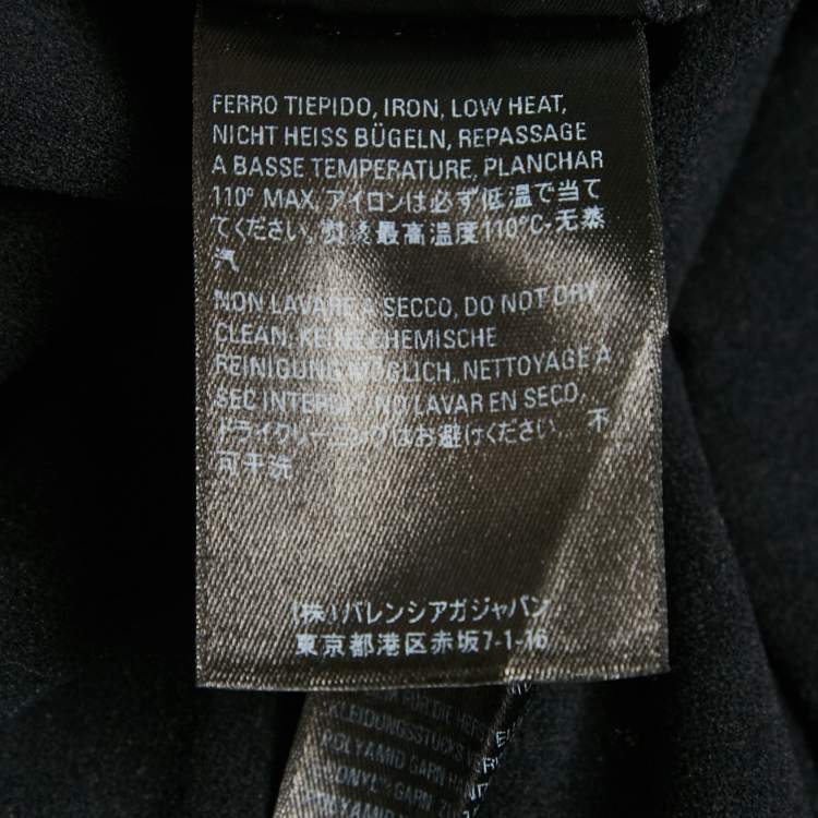Pre Owned Balenciaga Black Logo Print Mesh Trim Jersey Fitted Top S