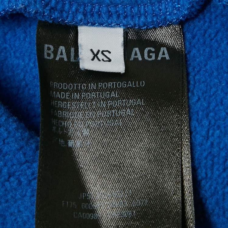 Pre Owned Balenciaga Blue World Food Programme Logo Print Cotton Hoodie XS