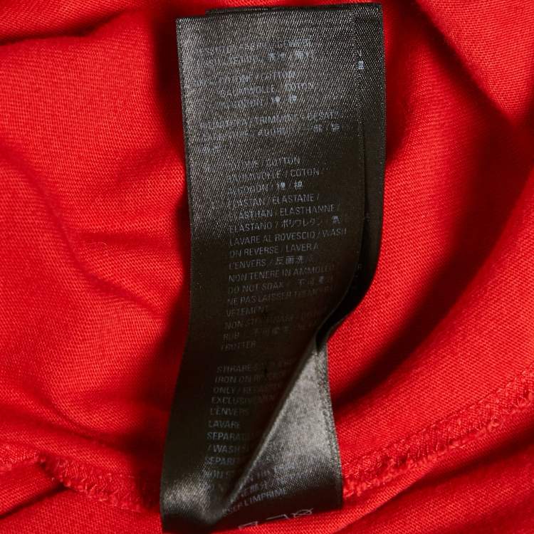 Pre Owned Balenciaga Unifit Red Logo Print Distressed Oversize T-Shirt L