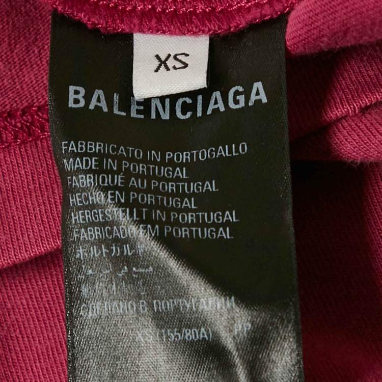 Pre Owned Balenciaga Pink Logo Print Cotton Distressed T-Shirt XS 