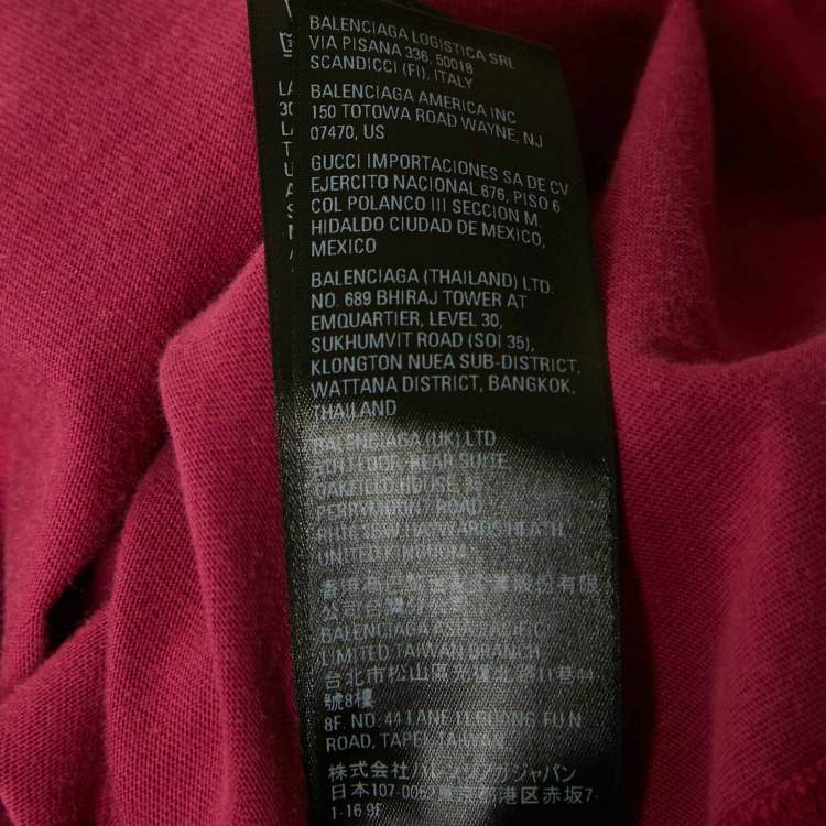 Pre Owned Balenciaga Pink Logo Print Cotton Distressed T-Shirt XS 