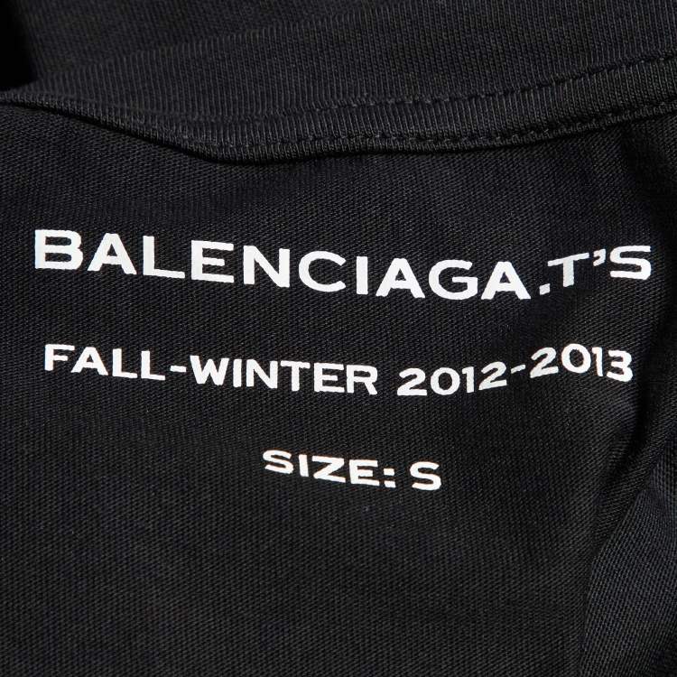 Pre Owned Balenciaga Black Printed Cotton Knit T-Shirt S