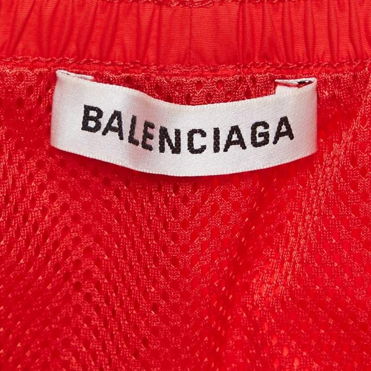 Pre Owned Balenciaga Red Nylon Shorts S