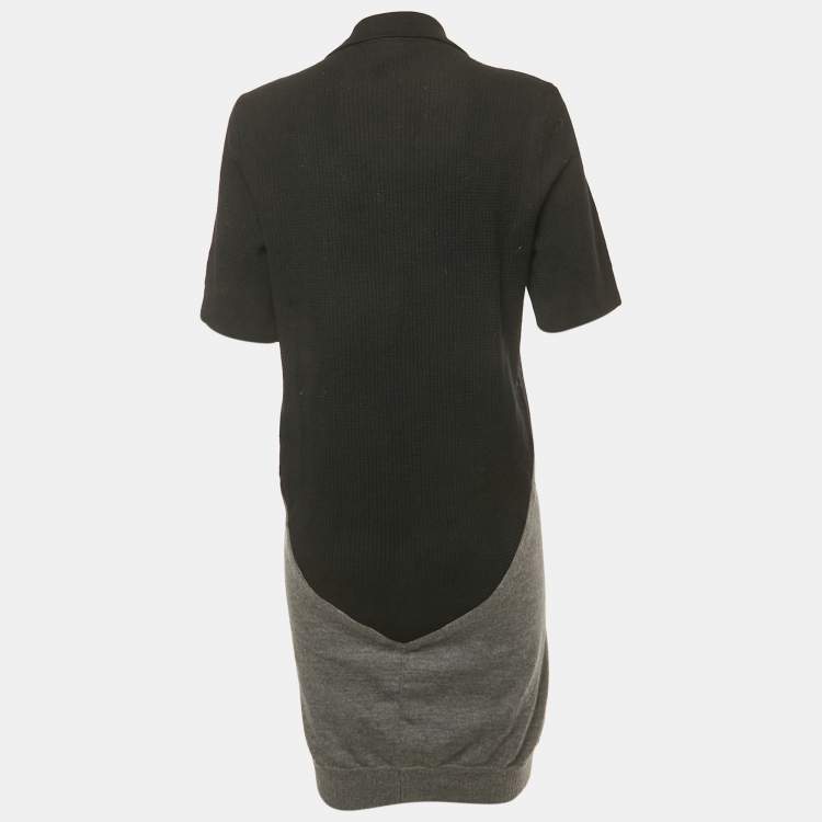 Pre Owned Balenciaga Black/Grey Knit T-Shirt Dress M