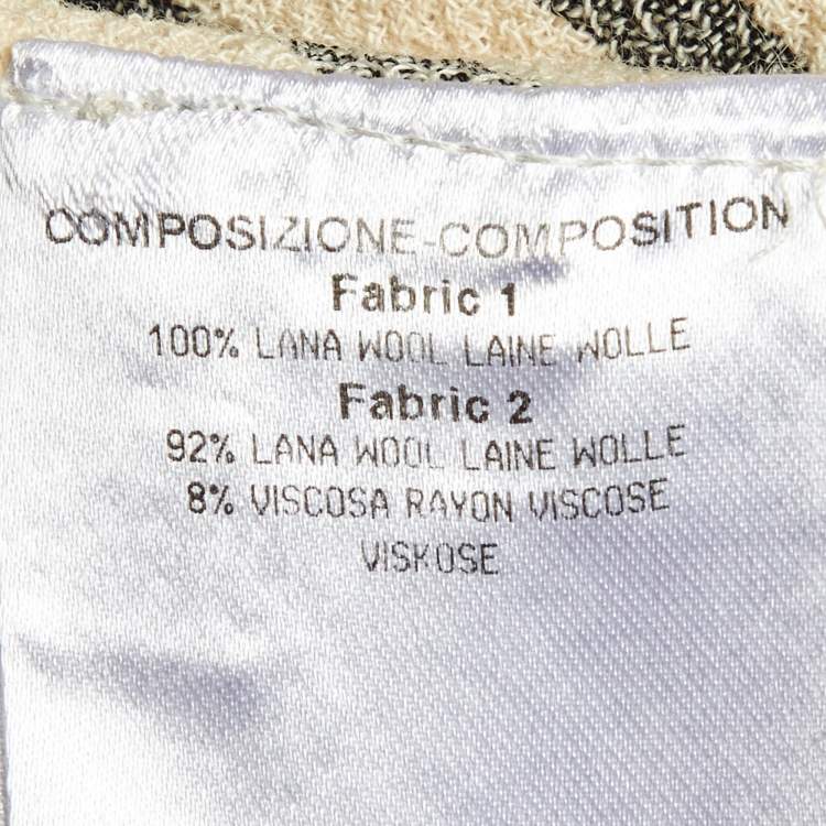 Pre Owned Balenciaga Beige Checked Wool Knee Length Dress M
