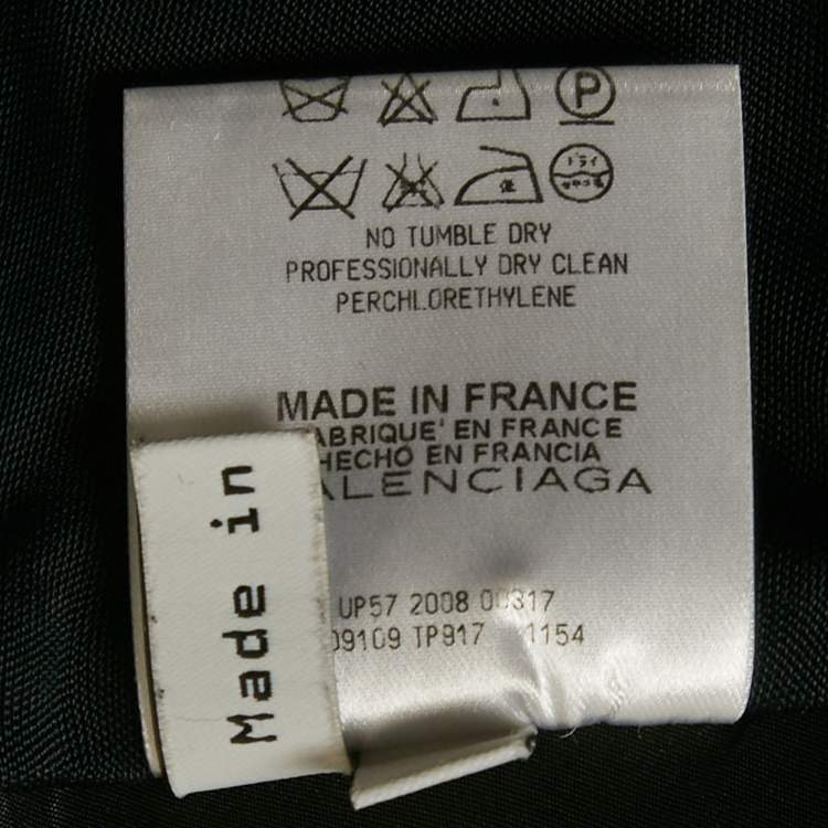Pre Owned Balenciaga Black And Pink Gabardine Asymmetrical Overlap Pencil Skirt L 