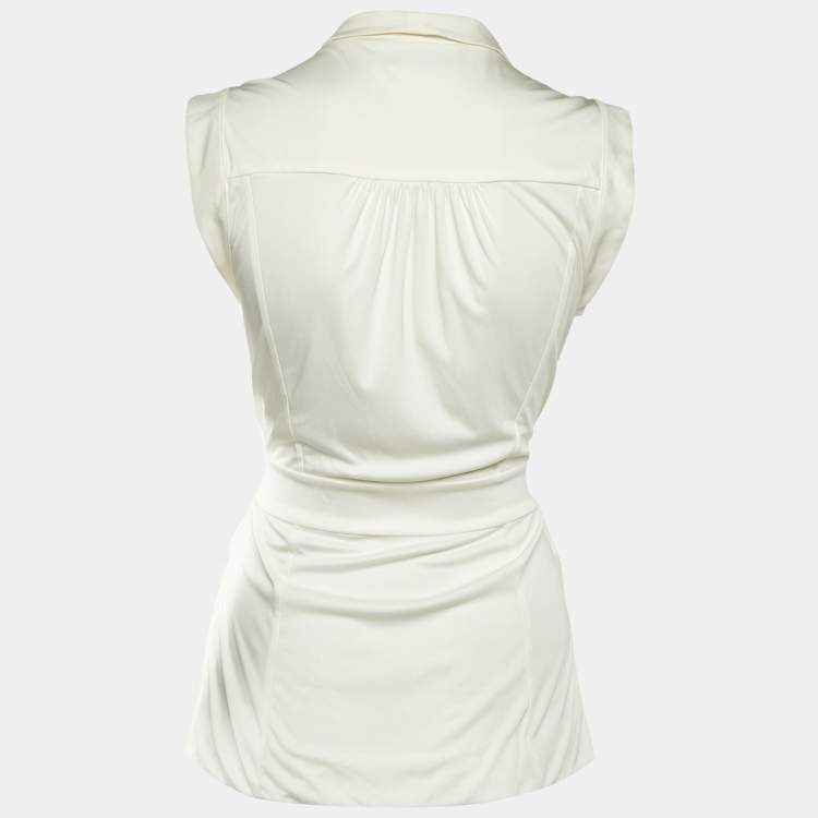 Pre Owned Balenciaga Off-White Jersey Wrap Top M