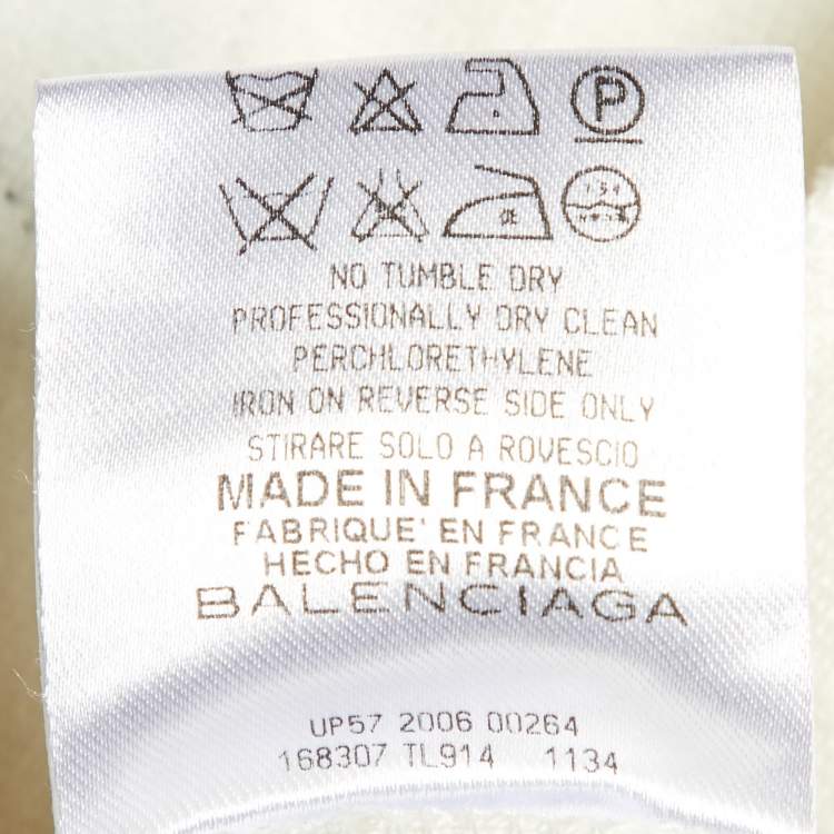 Pre Owned Balenciaga White Wool Blend Contrast Detail Mini Dress L