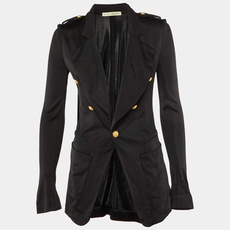 Pre Owned Balenciaga Black Jersey Double Breasted Jacket M