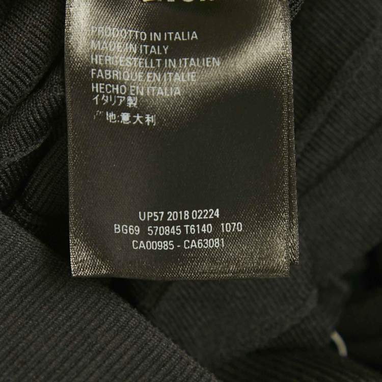 Pre Owned Balenciaga Black All-Over Logo Print Knit Pleated Midi Skirt M