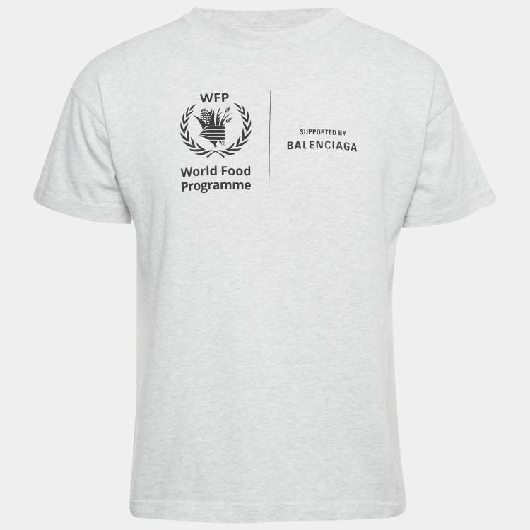 Pre Owned Balenciaga Grey Melange WFP Print Jersey T-Shirt XS