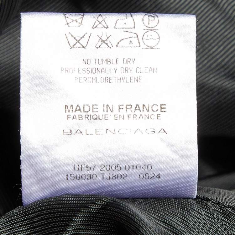 Pre Owned Balenciaga Black Wool Belted Button Front Coat M