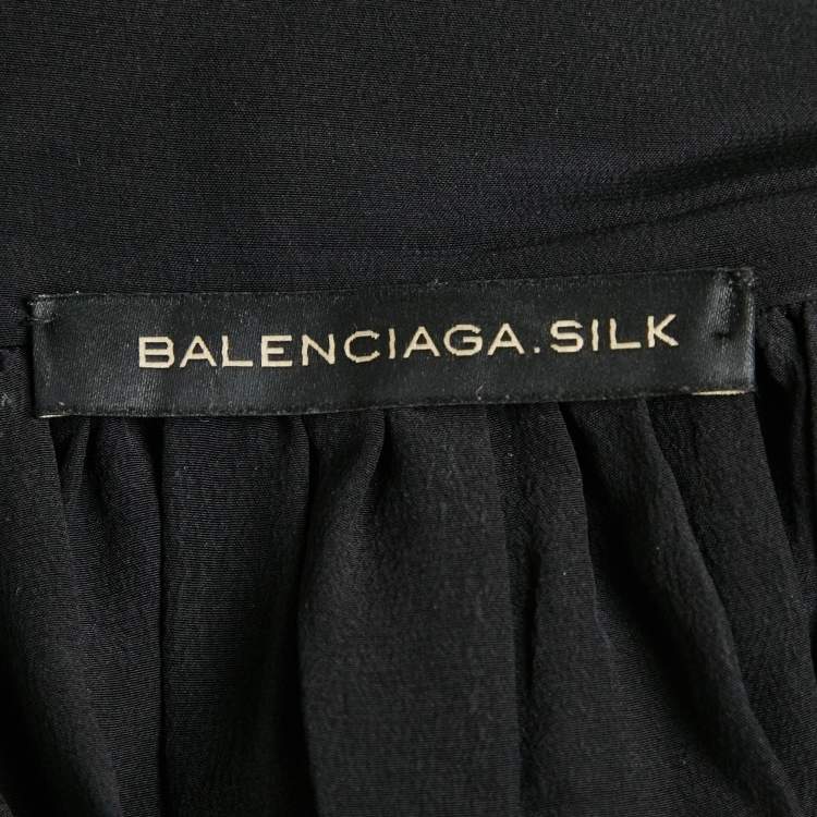 Pre Owned Balenciaga Black Silk Halter Neck Asymmetric Dress M