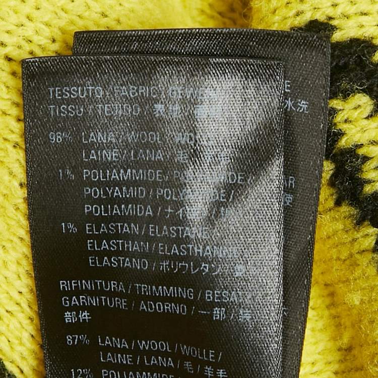 Pre Owned Balenciaga Black Logo Intarsia Wool Knit Long Cardigan L