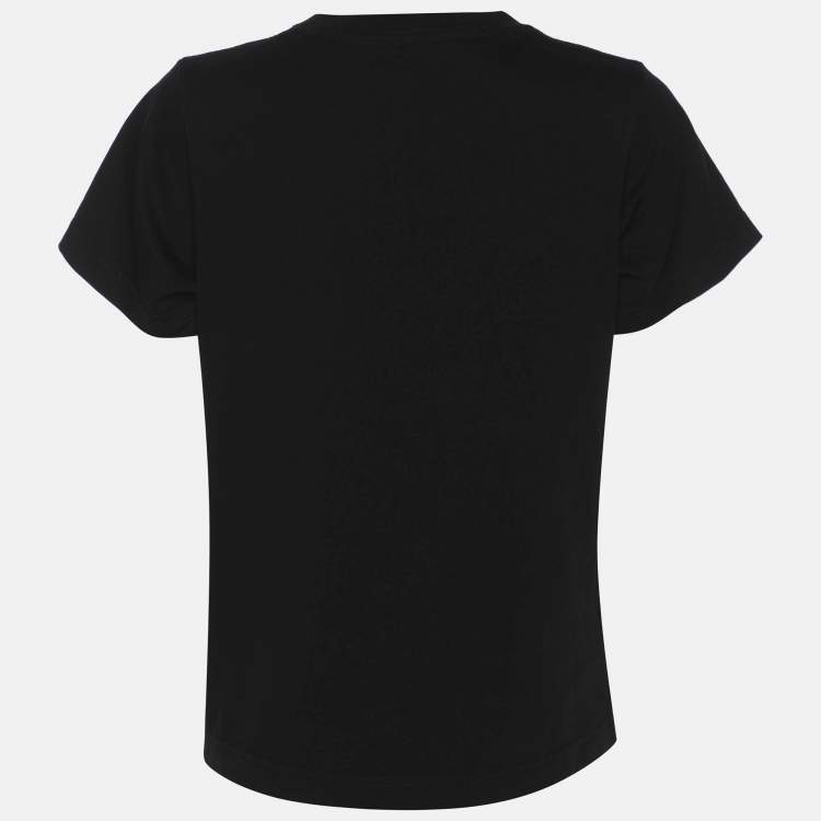 Pre Owned Balenciaga Black Logo Print Cotton Jersey T-Shirt M