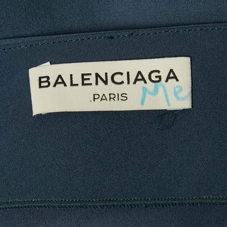 مملوكة مسبقًا Balenciaga Navy Blue Crepe Tie -Up Top M 