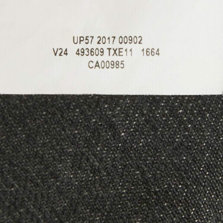 Pre Owned Balenciaga Black Logo Print Denim Distressed Collar Detail Denim Jacket S