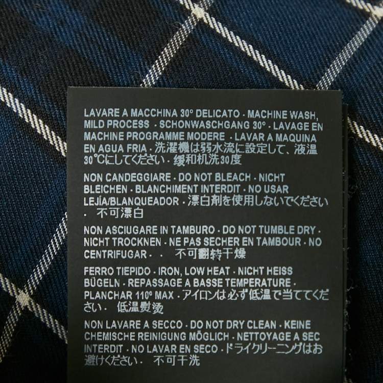 Pre Owned Balenciaga Navy Blue Logo Print Flannel Cotton Oversized Shirt S