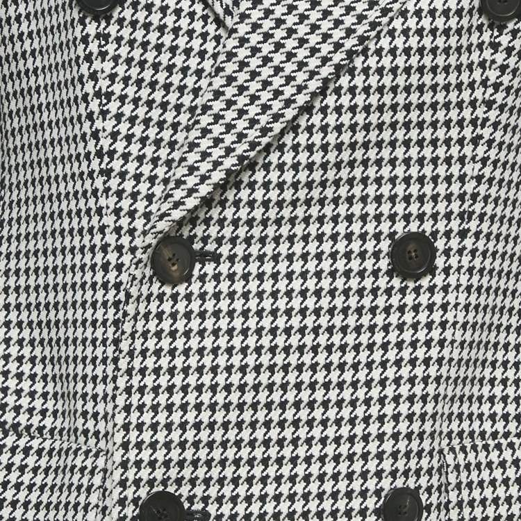 Pre Owned Balenciaga Black/White Houndstooth Hourglass Fit Double Breasted Blazer M