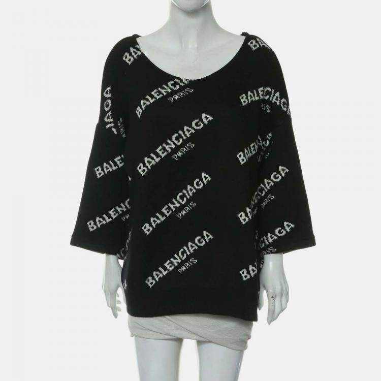 Pre Owned Balenciaga Logo Knitted Sweater FR 40