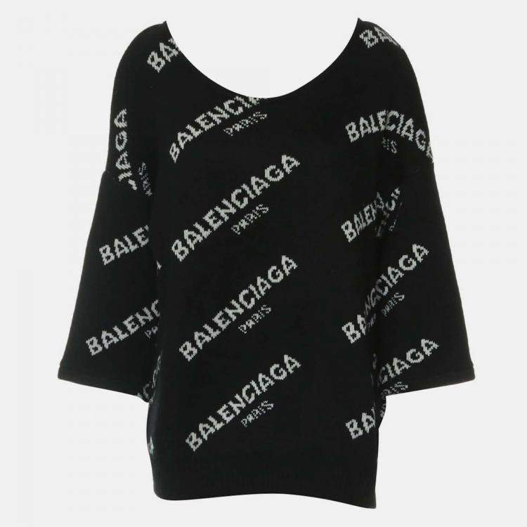 Pre Owned Balenciaga Logo Knitted Sweater FR 40
