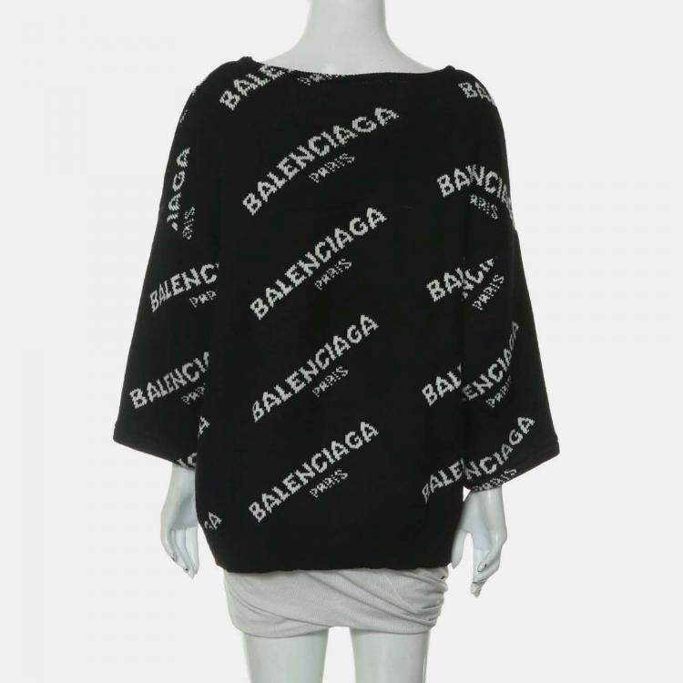 Pre Owned Balenciaga Logo Knitted Sweater FR 40
