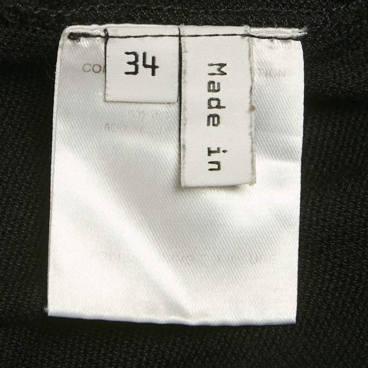 Pre Owned Balenciaga Black Knit V-Neck Dress S