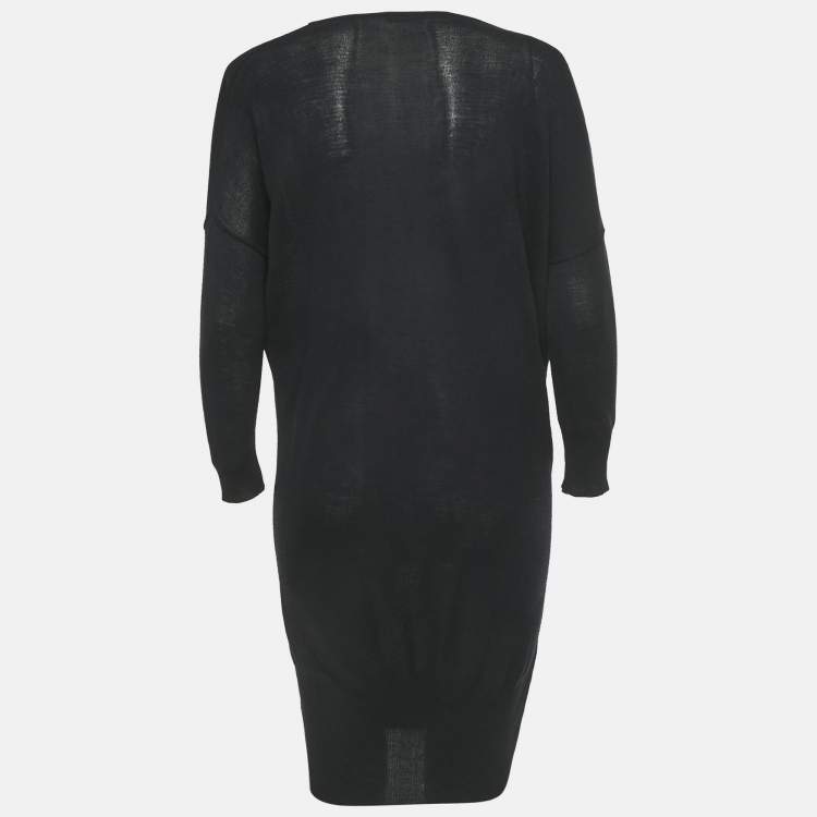 Pre Owned Balenciaga Black Knit V-Neck Dress S