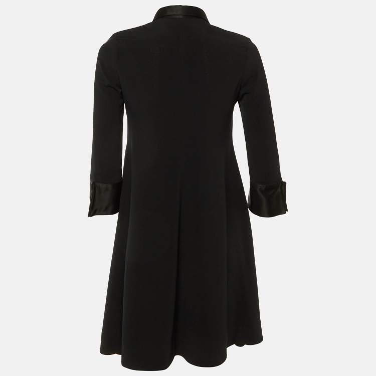 Pre Owned Balenciaga Black Silk Pleated Knee Length Dress S