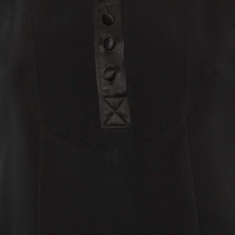 Pre Owned Balenciaga Black Silk Pleated Knee Length Dress S