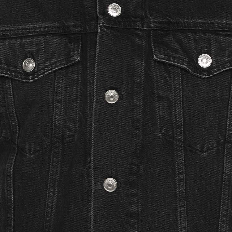 Pre Owned Balenciaga Dark Grey Distressed Denim Jacket XL