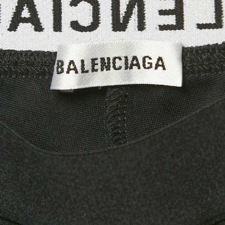 Pre Owned Balenciaga Black Logo Waist Jersey Active Leggings S