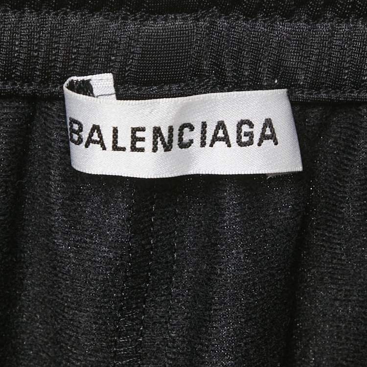 Pre Owned Balenciaga Black Synthetic Logo Stripe Detail Track Pants S