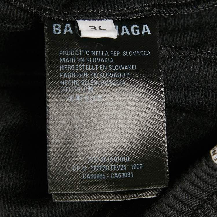 Pre Owned Balenciaga Black Synthetic Logo Stripe Detail Track Pants S