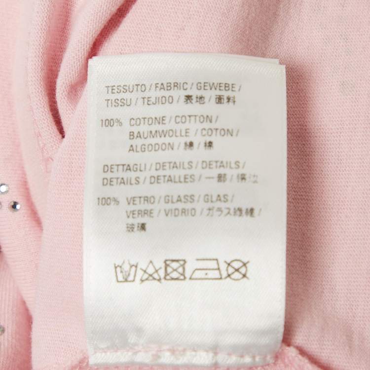 Pre Owned Balenciaga Pink Eiffel Tower Crystal Jersey T-Shirt XL