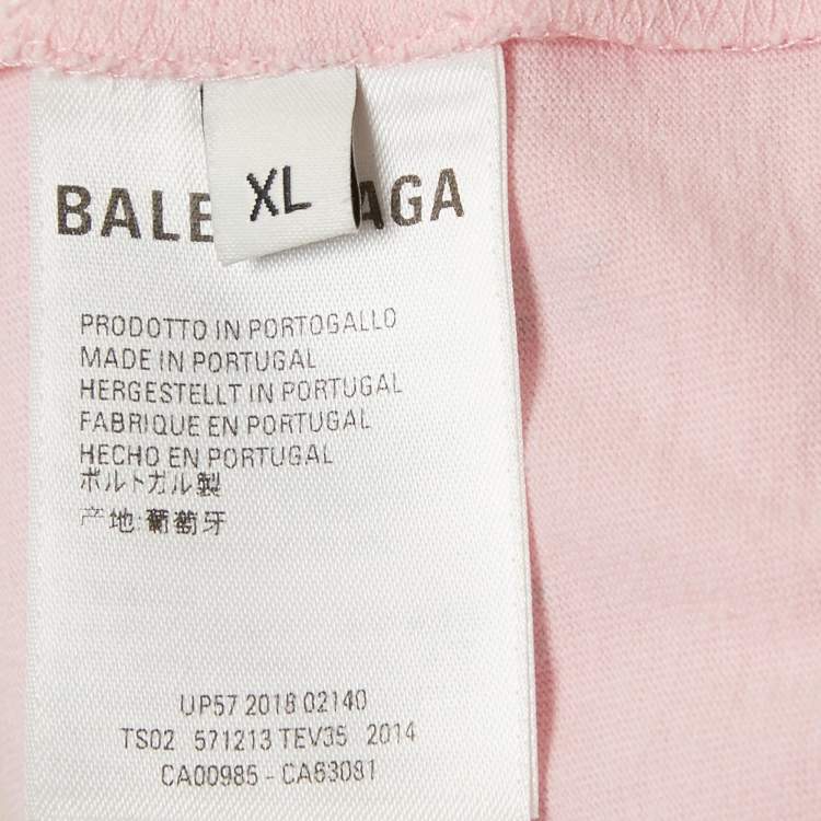 Pre Owned Balenciaga Pink Eiffel Tower Crystal Jersey T-Shirt XL
